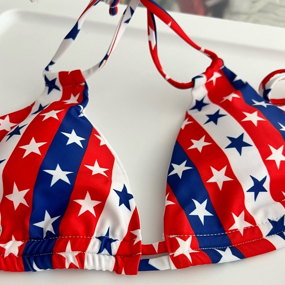 American Flag Stars Stripes Halter Bikini Set - Picture 3 of 13
